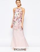 Hope And Ivy Floral Square Neck Maxi Dress - Nude Multi
