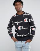 Champion Sweatshirt With All Over Script Logo - Black