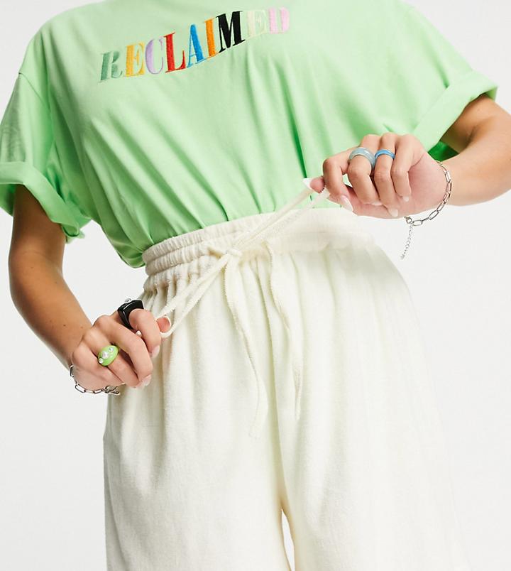 Reclaimed Vintage Inspired Shorts In Ecru Terry - Part Of A Set-white