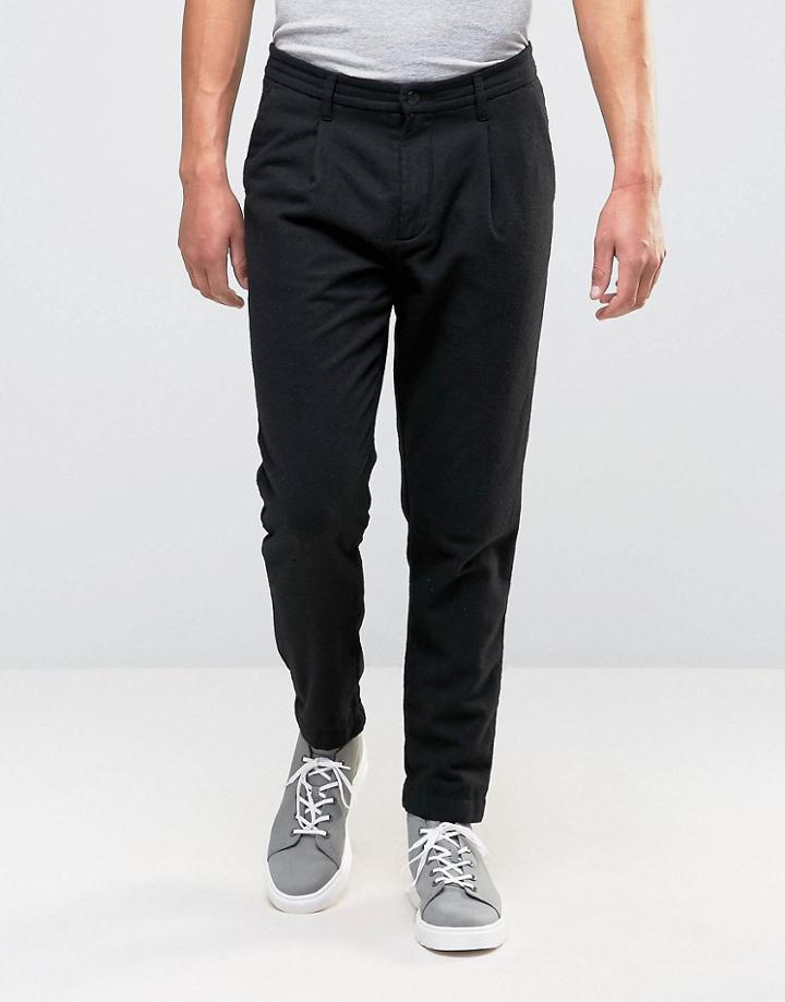 Selected Homme Wool Pant In Tapered Fit - Black