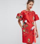 Asos Maternity Bird Print Jacquard Mini Dress - Red