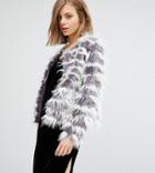 Unreal Fur Collarless Dream Jacket - Gray