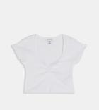 Topshop Petite Ribbed Ruched Top In White