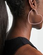 Asos Design Valentines Hoop Earrings In Pink Heart Design-gold