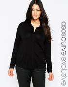 Asos Curve Soft Jersey Button Down Blouse - Black