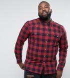 Asos Plus Skinny Buffalo Plaid Shirt With Western Styling In Red - Red
