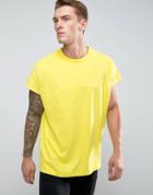 Asos Oversized T-shirt With Cut And Sew Seam And Chunky Rib In Yellow - Yellow