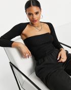 Missguided Recycled Ribbed Crop Shrug & Top Set In Black