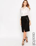 Asos Tall Utility Wrap Belted Skirt - Black