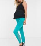 Asos 4505 Maternity Icon Legging With Bum Sculpt Seam Detail And Pocket-green