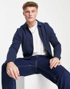 Selected Homme Organic Cotton Blend Jersey Zip Jersey Jacket In Navy - Part Of A Set