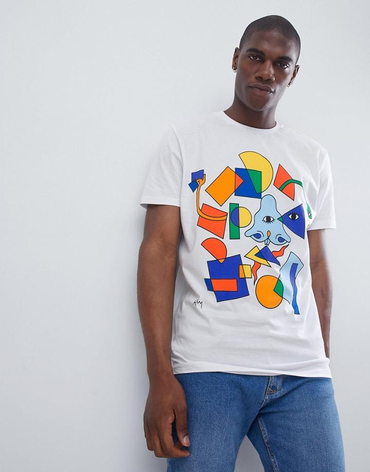 Asos Go Beyond Basic T-shirt With Geometric Print - White