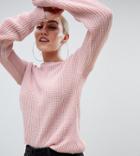 Boohoo Petite Knitted Crew Neck Sweater - Pink