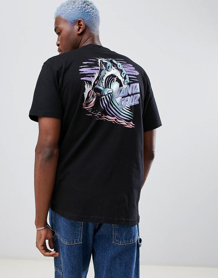 Santa Cruz Wave Hand Dot T-shirt In Black - Black