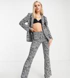 Asos Design Petite Jersey Double Breasted Suit Blazer In Mono-multi