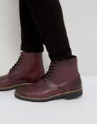 Frank Wright Military Lace Up Boots In Hi Shine Ox - Red