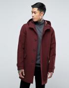 Asos Shower Resistant Hooded Trench Coat In Burgundy - Red