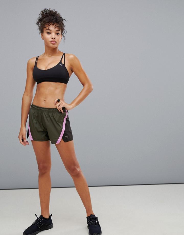 Puma 3 Inch Running Shorts In Khaki And Pink - Green