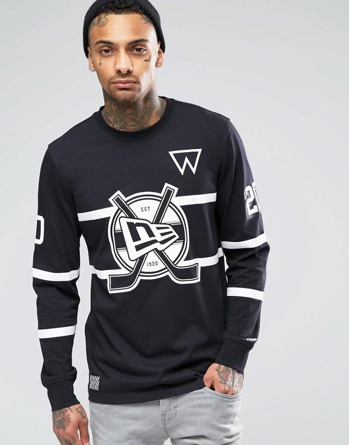 New Era Walala Long Sleeve T-shirt With Large Logo - Black