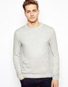 Asos Crew Neck Sweater In Cotton - Gray
