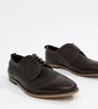 Asos Design Brogue Shoes In Brown Leather With Natural Sole