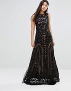 A Star Is Born Maxi Dress With Sheer Detail - Black