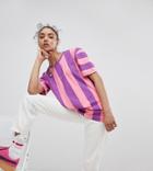 Puma Exclusive To Asos T-shirt In Bold Pink And Purple Stripe - Pink