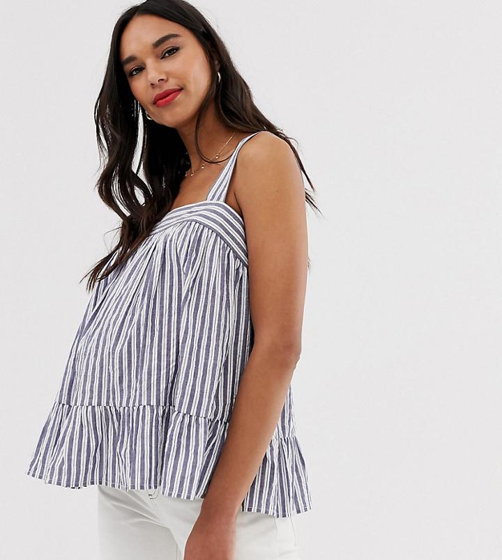 Asos Design Maternity Square Neck Cami In Seersucker Sun Top In Stripe - Multi