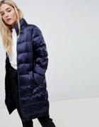 Blend She Longline Sateen Quilted Coat - Navy
