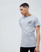 Another Influence Long Line Curved Hem Stretch Logo T-shirt - Blue