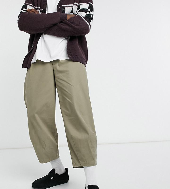 Asos Design Wide Crop Chino Pants In Light Green