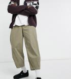 Asos Design Wide Crop Chino Pants In Light Green