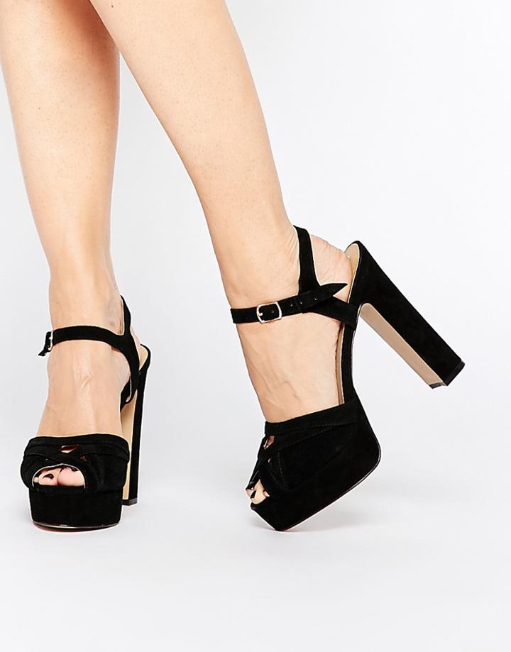 Warehouse 60's Suede Platform - Black