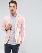 Asos Super Skinny Blazer In Pink Jersey - Pink