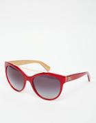 Dolce & Gabbana Round Sunglasses With Brow Bar - Red