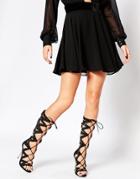 Carvela Gillow Strappy Tie Up Knee Heeled Sandals - Black
