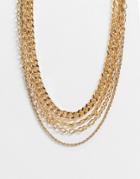 Pieces Layered Mixed Chain Necklace In Gold