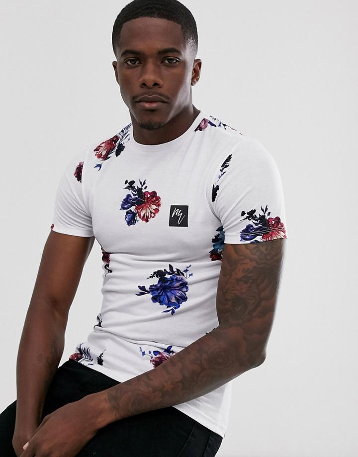 River Island T-shirt With Floral Print-white