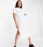 River Island Tall Twist Front T-shirt Midi Dress In White