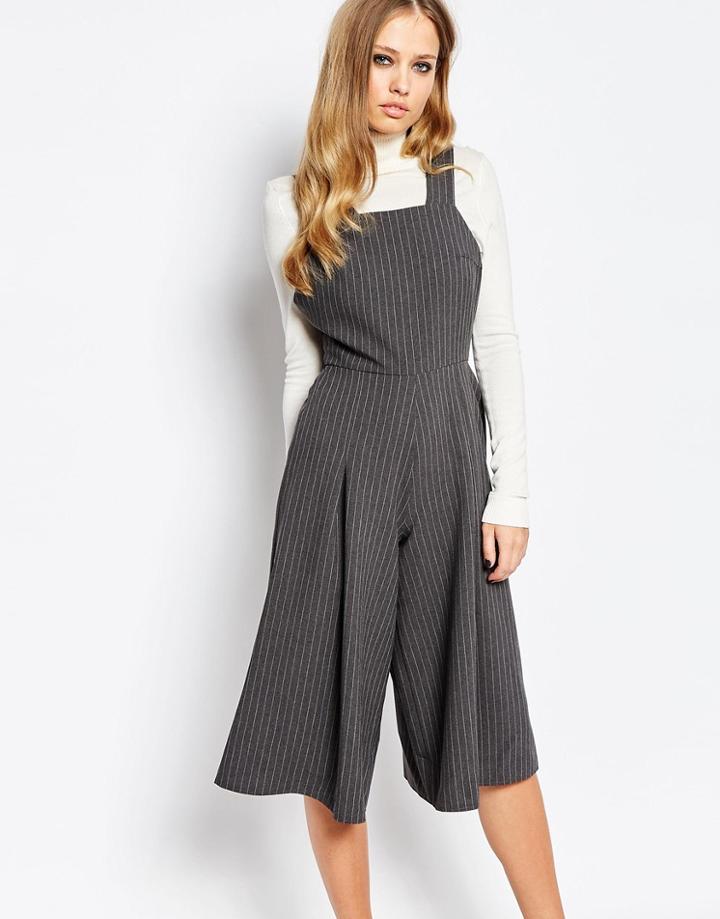 Love Tailored Culotte Jumpsuit - Gray Herringbone