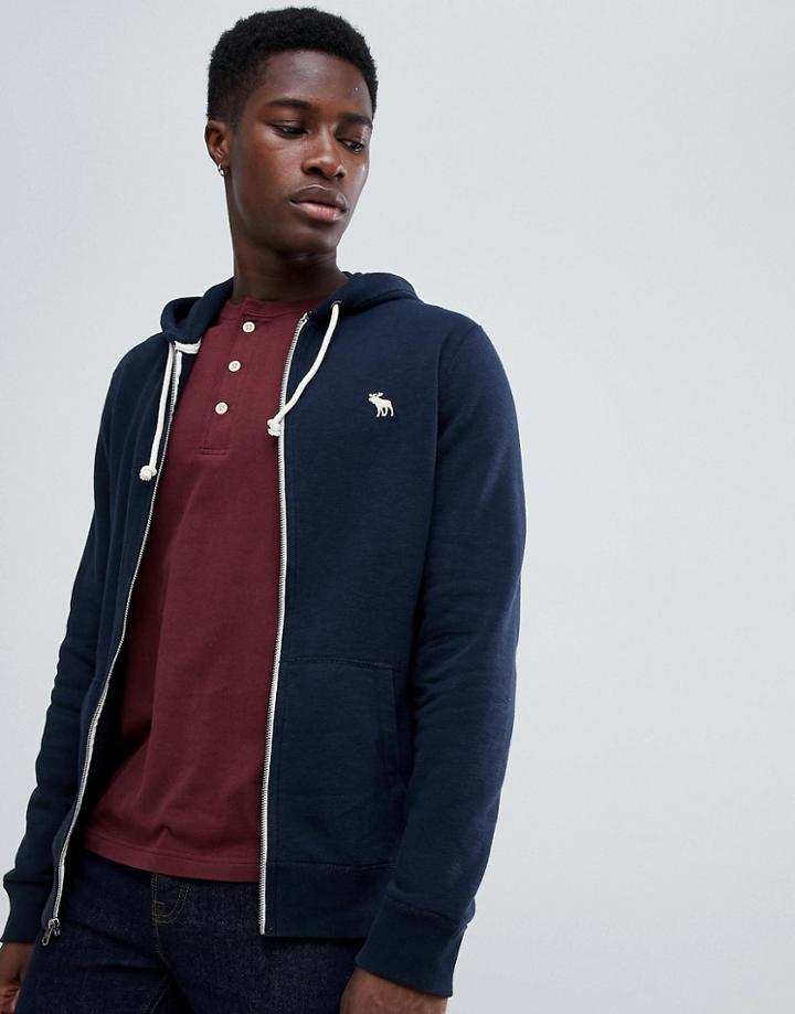 Abercrombie & Fitch Icon Logo Full Zip Hoodie In Navy - Navy