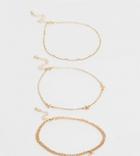 Asos Design Curve Pack Of 3 Anklets With Star And Moon Pendants In Gold Tone - Gold