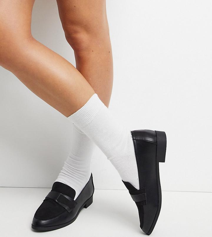 London Rebel Wide-fit Loafers In Black