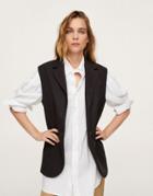 Mango Tailored Vest In Dark Brown-black