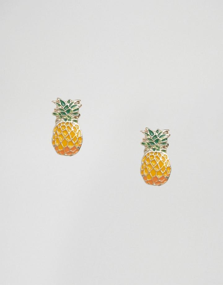 Asos Pineapple Stud Earrings - Yellow
