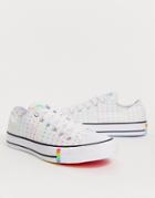 Converse Pride Chuck Taylor Lo All Star White And Rainbow Lightening Bolt Sneakers-multi