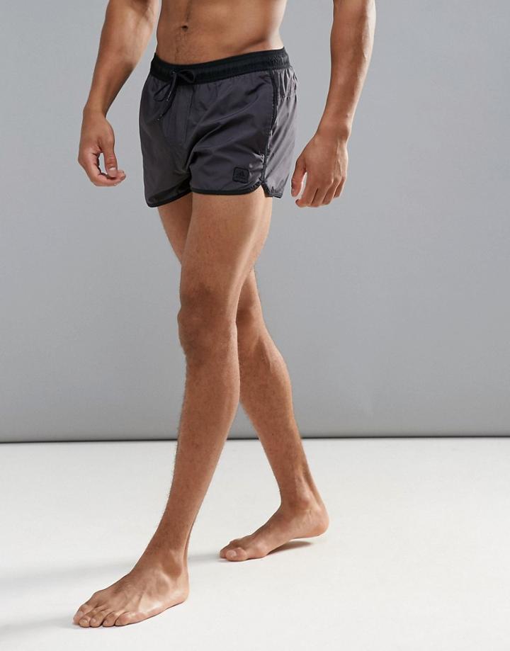 Adidas Swimming Shorts In Black With Tonal Branding In Black Cd8468 - Black