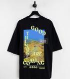 Collusion Oversized T-shirt With Good Times Print In Black