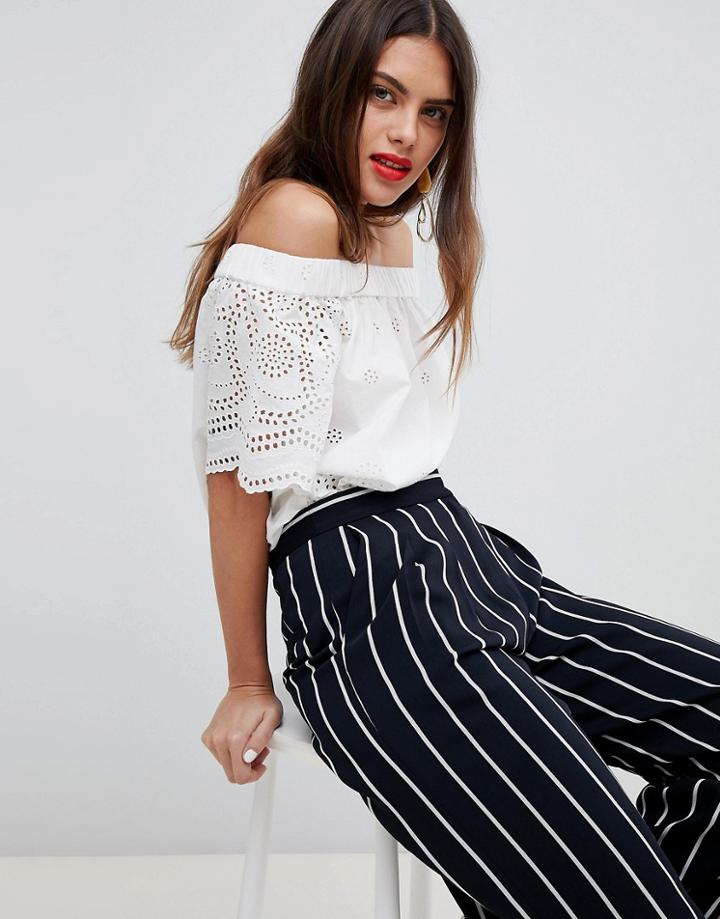 Esprit Broderie Bardot Top - White
