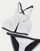 Nike Flash Reversible Crossback Bikini Top In Iridescent Silver